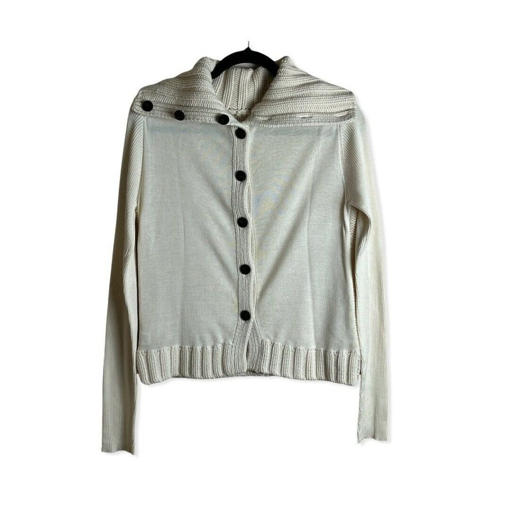 Proenza Schouler Cream Button-Front Shawl Collar Cardigan